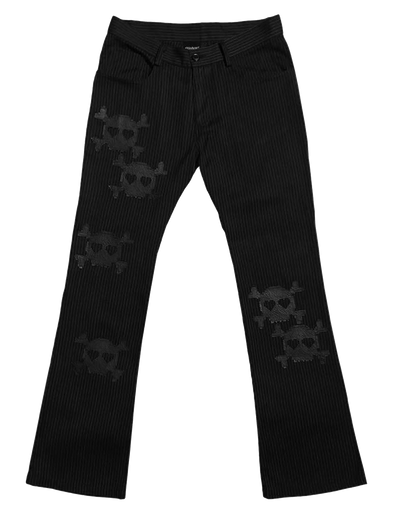 Flared Rayon Pixel Pinstripe Pants
