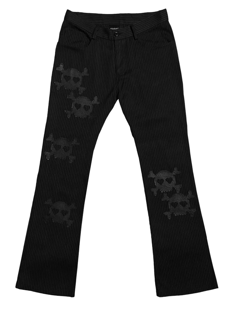 Flared Rayon Pixel Pinstripe Pants